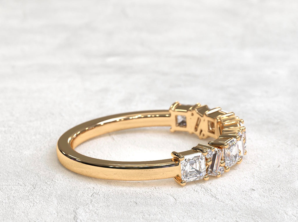 0.86ct Asscher, Baguette & Round Cut Wedding Band