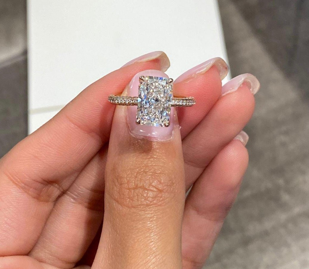 2ct Radiant Cut Hidden Halo Set Ring