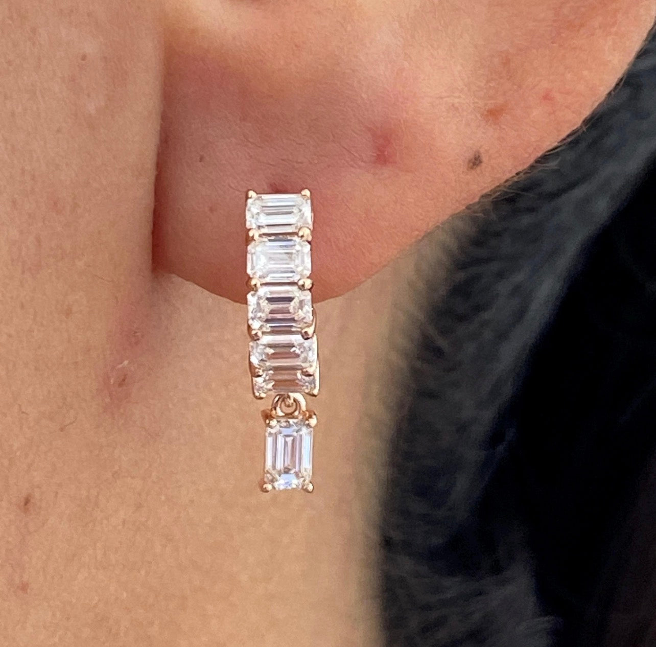 1.45ct Emerald Cut Dangling Earrings