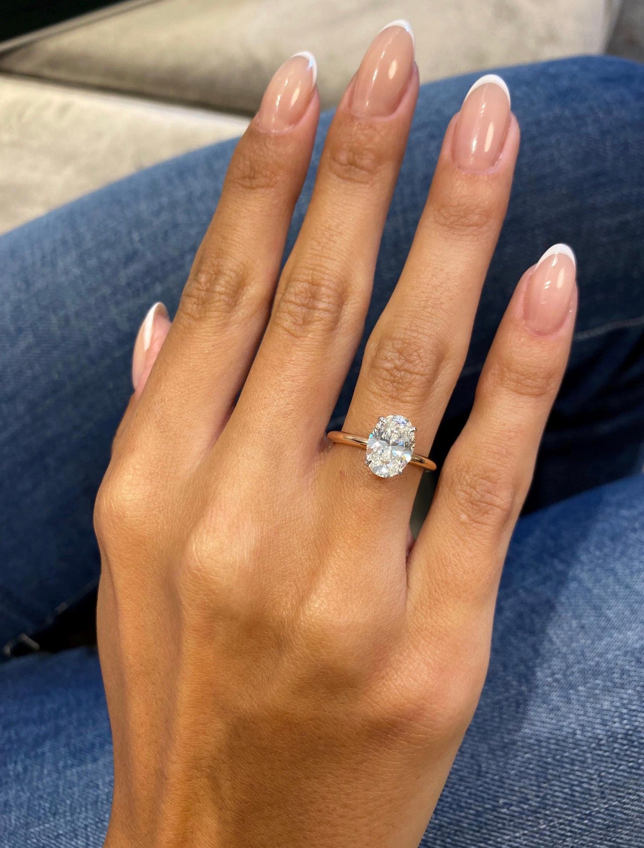 Oval Cut Hidden Halo Engagement Ring