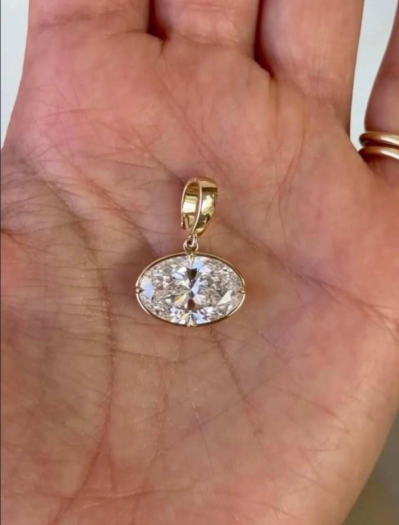 6ct Oval Cut East West Bezel Set Pendant