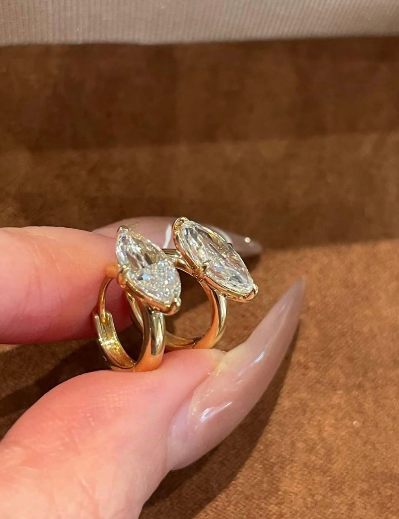 4ct Marquise Hoop Earrings