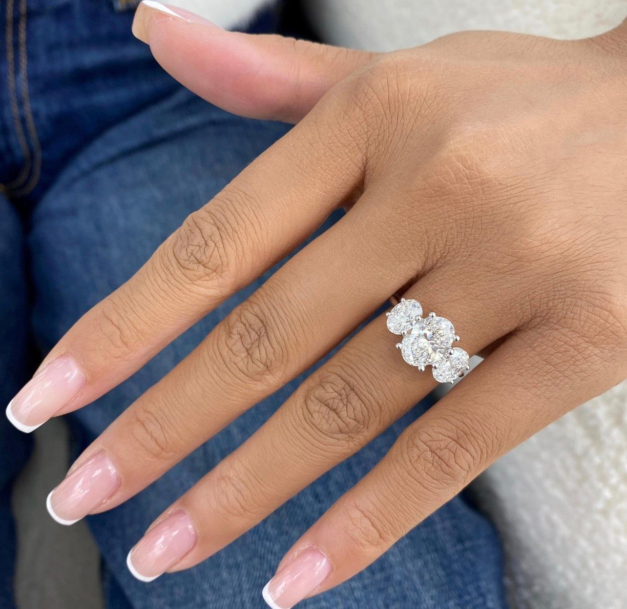 3.70ct Oval 3-Stones Ring