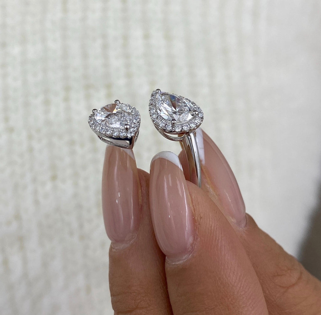 2.30ct Pear Cut Halo Wedding Ring