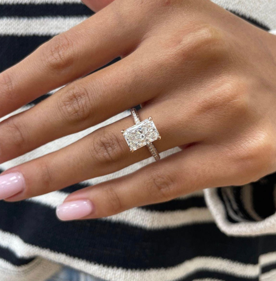 2ct Radiant Cut Hidden Halo Set Ring