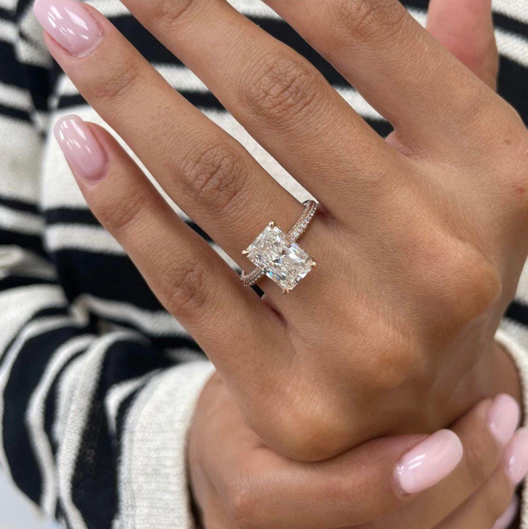 2ct Radiant Cut Hidden Halo Set Ring