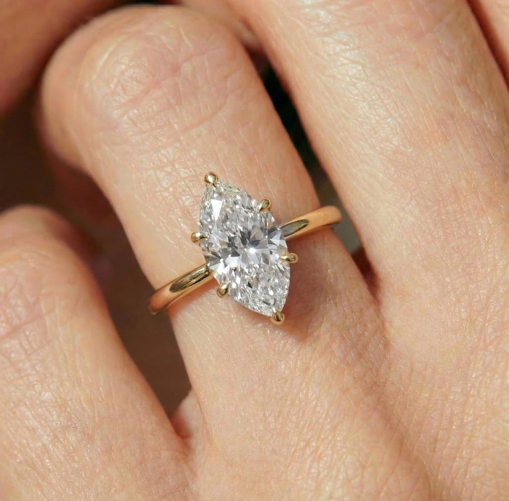3ct Marquise Cut Tulip Setting Ring