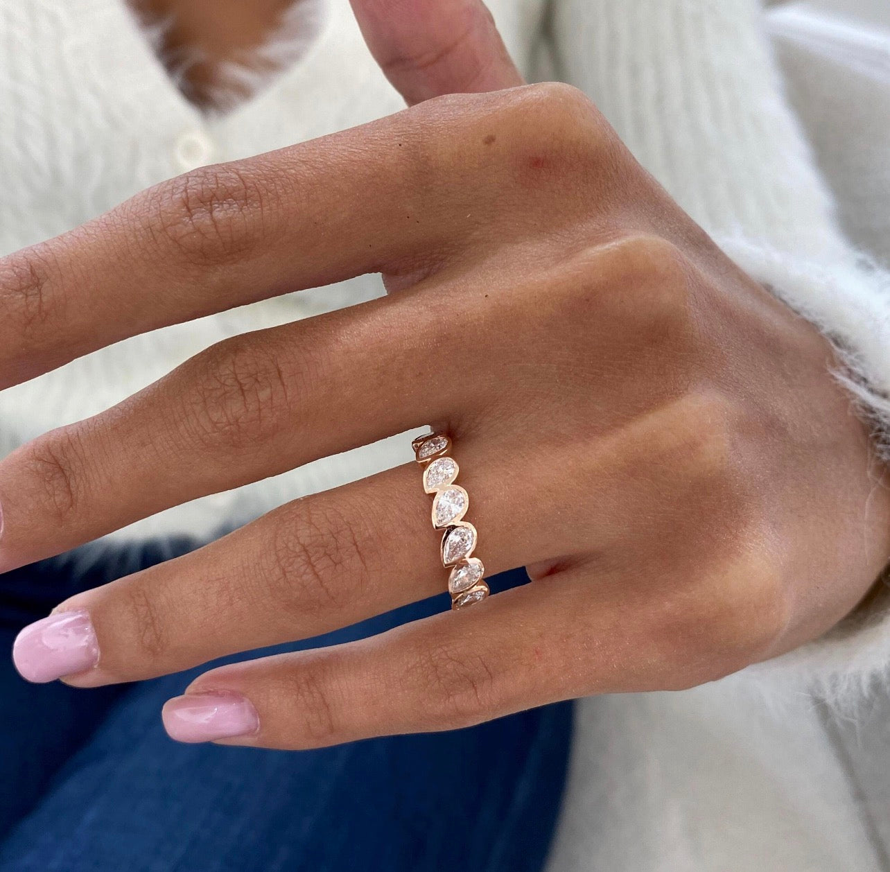1.00ct Pear Cut Bezel Set Ring