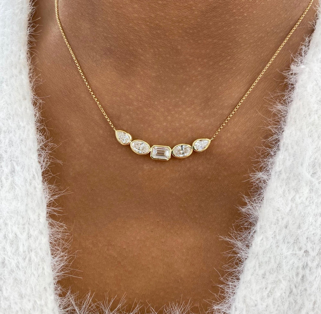 2.50ct Mixed Cut Diamond Bar Necklace