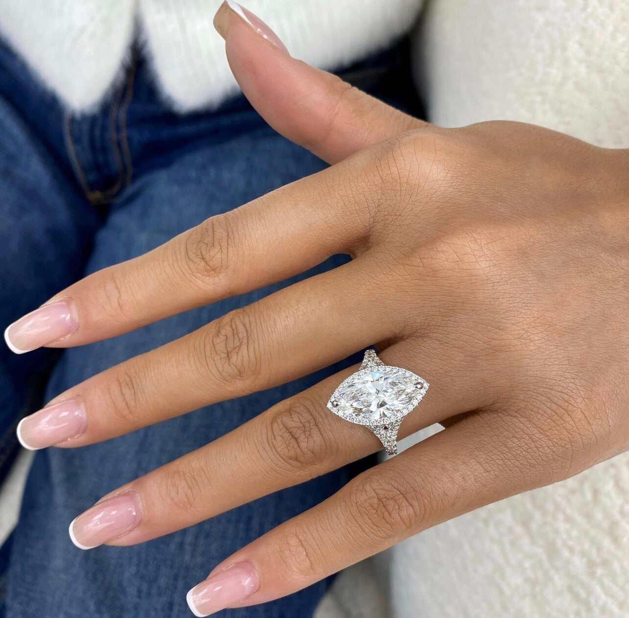 4ct Marquise Cut Split Band Engagement Ring
