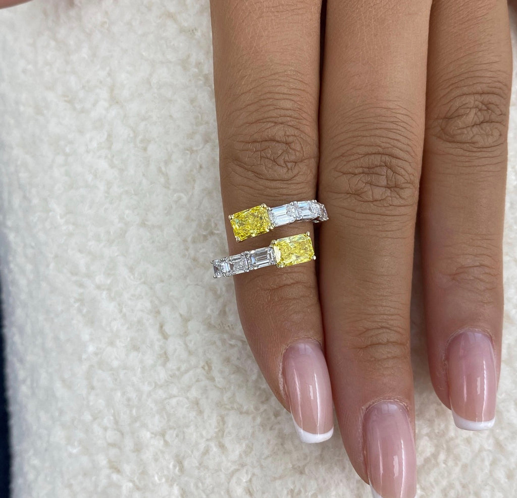 3.30ct Fancy Yellow Radiant & Emerald Wedding Band