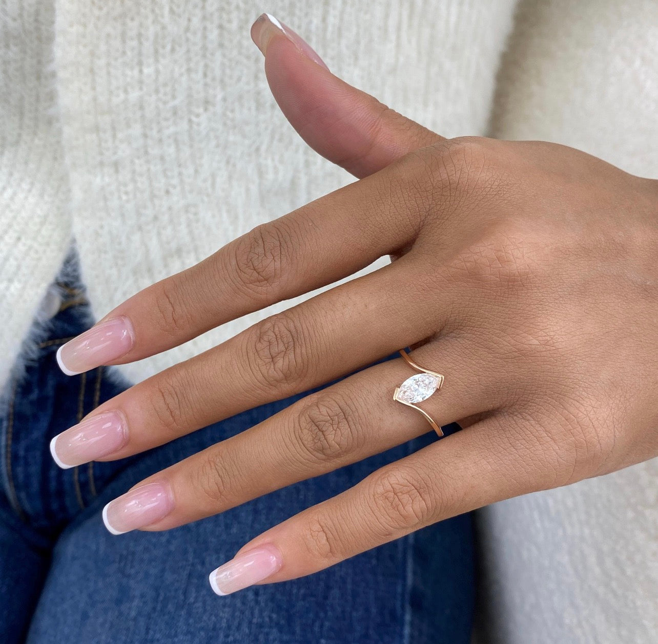 1.00ct Marquise Vertical Capture Ring