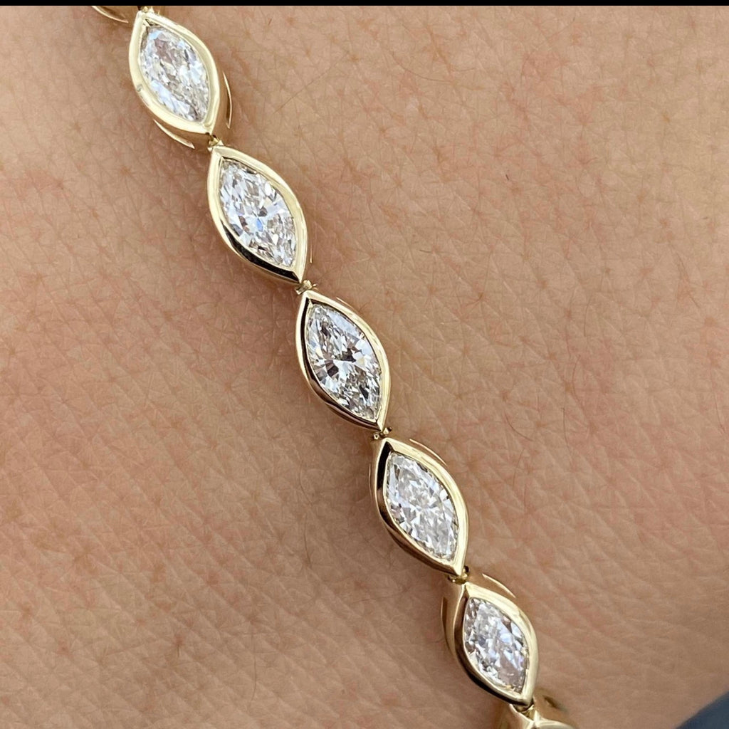 3.8ct Marquise East West Bezel Set Tennis Bracelet