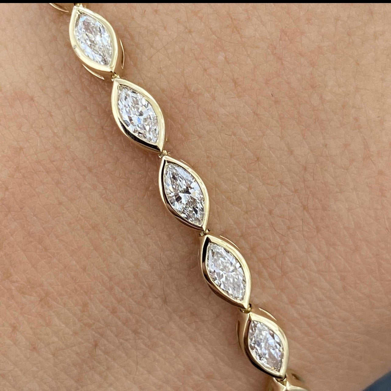 3.8ct Marquise East West Bezel Set Tennis Bracelet