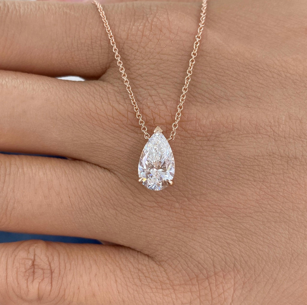 Pear Cut Prong Set Necklace