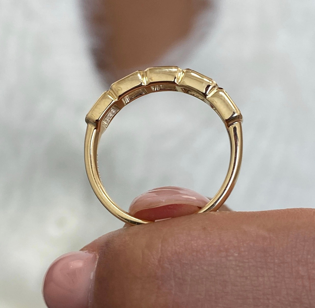 1.25ct Emerald East-West Bezel Set Ring