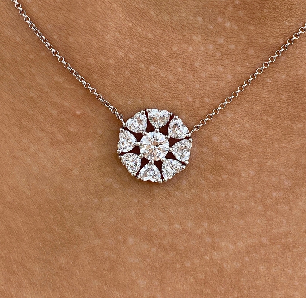 2ct Heart & Round Cut Diamond Pendant Necklace