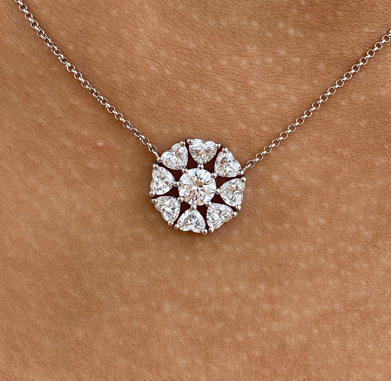 2ct Heart & Round Cut Diamond Pendant Necklace