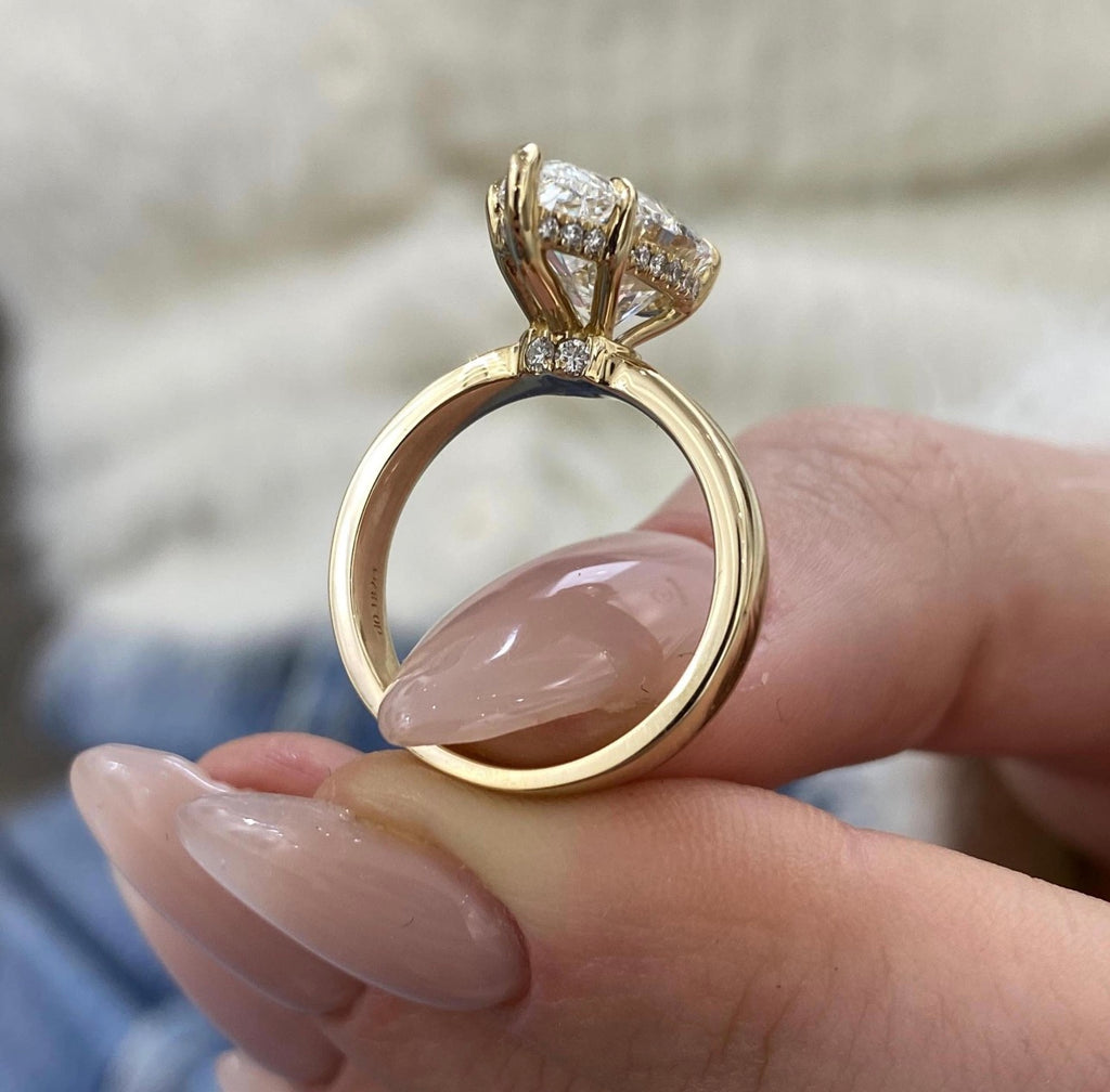 4ct Pear Cut Hidden Halo Ring