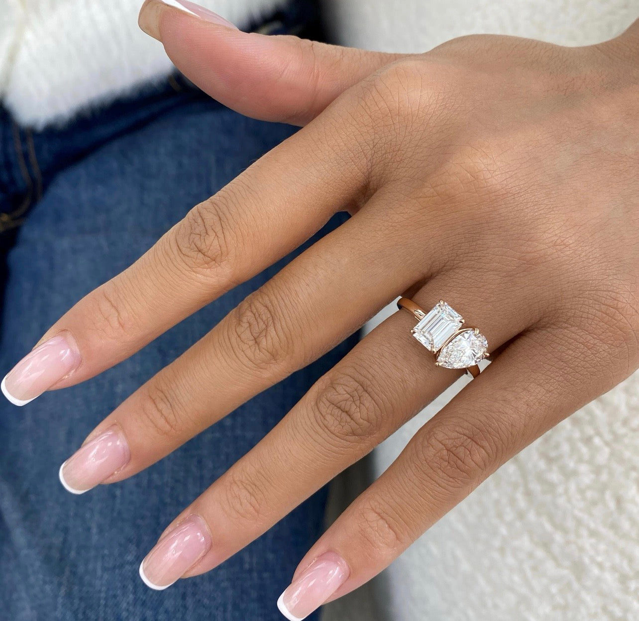 3ct Emerald & Pear Toi et Moi Ring
