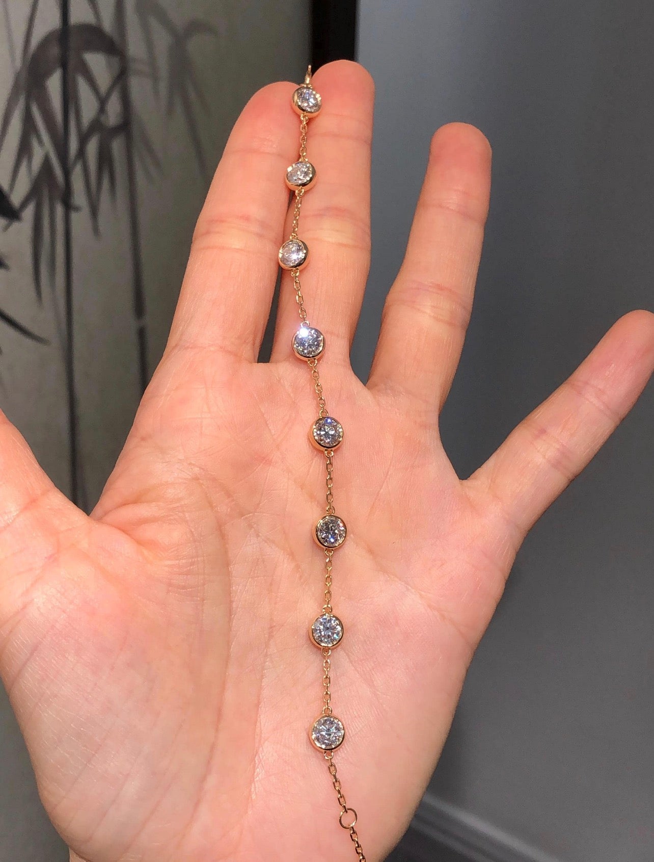 4ct Round Bezel Set Bubble Bracelet