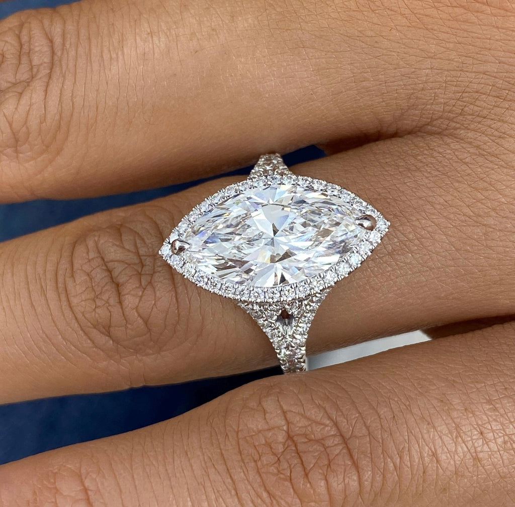 4ct Marquise Cut Split Band Engagement Ring