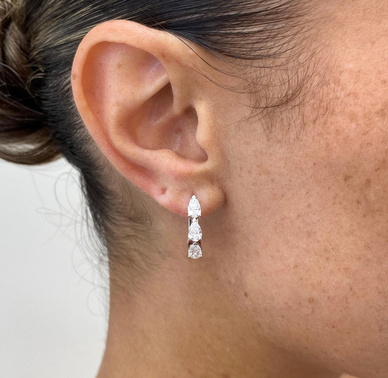 1.50ct Pear Cut Hoop Earrings