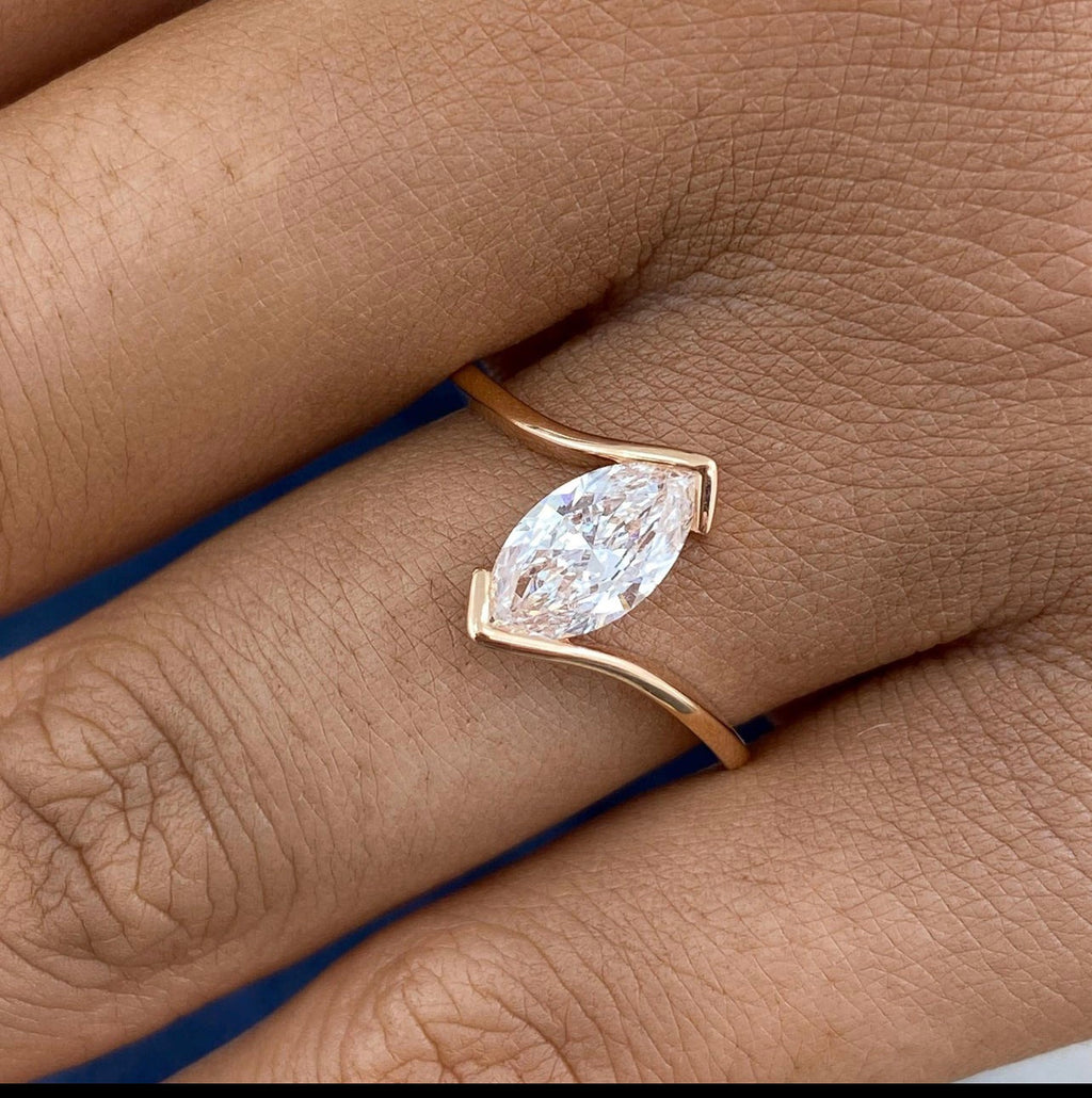 1.00ct Marquise Vertical Capture Ring