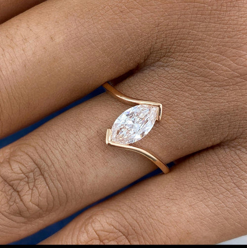 1.00ct Marquise Vertical Capture Ring