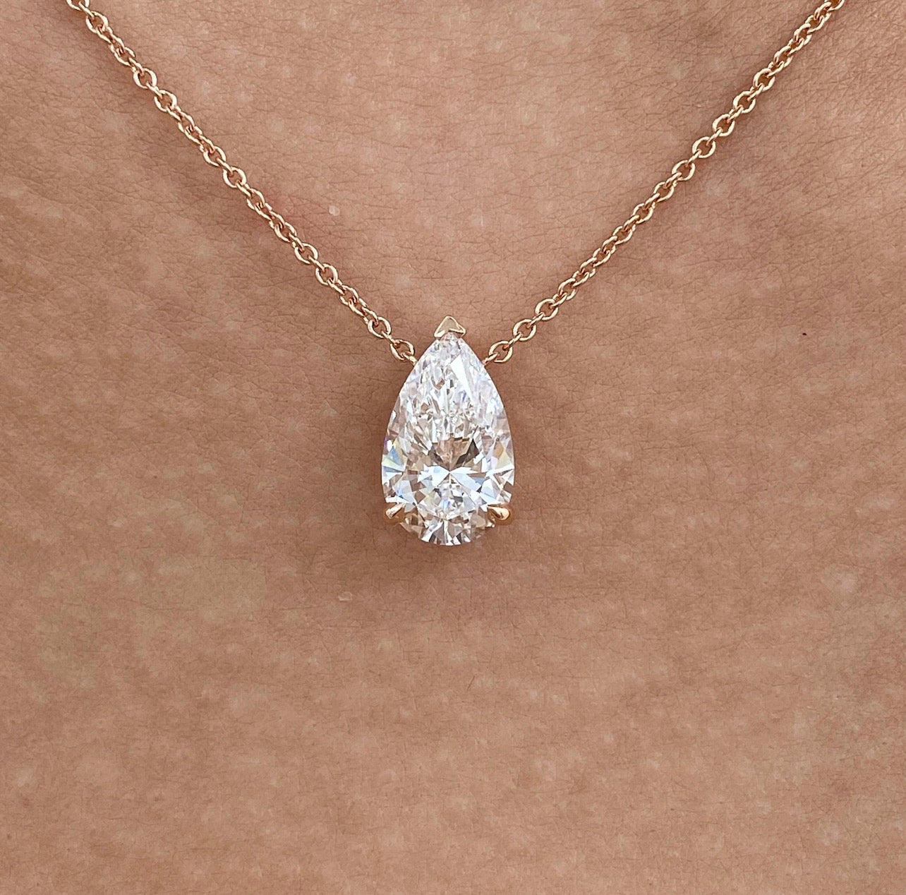 Pear Cut Prong Set Necklace