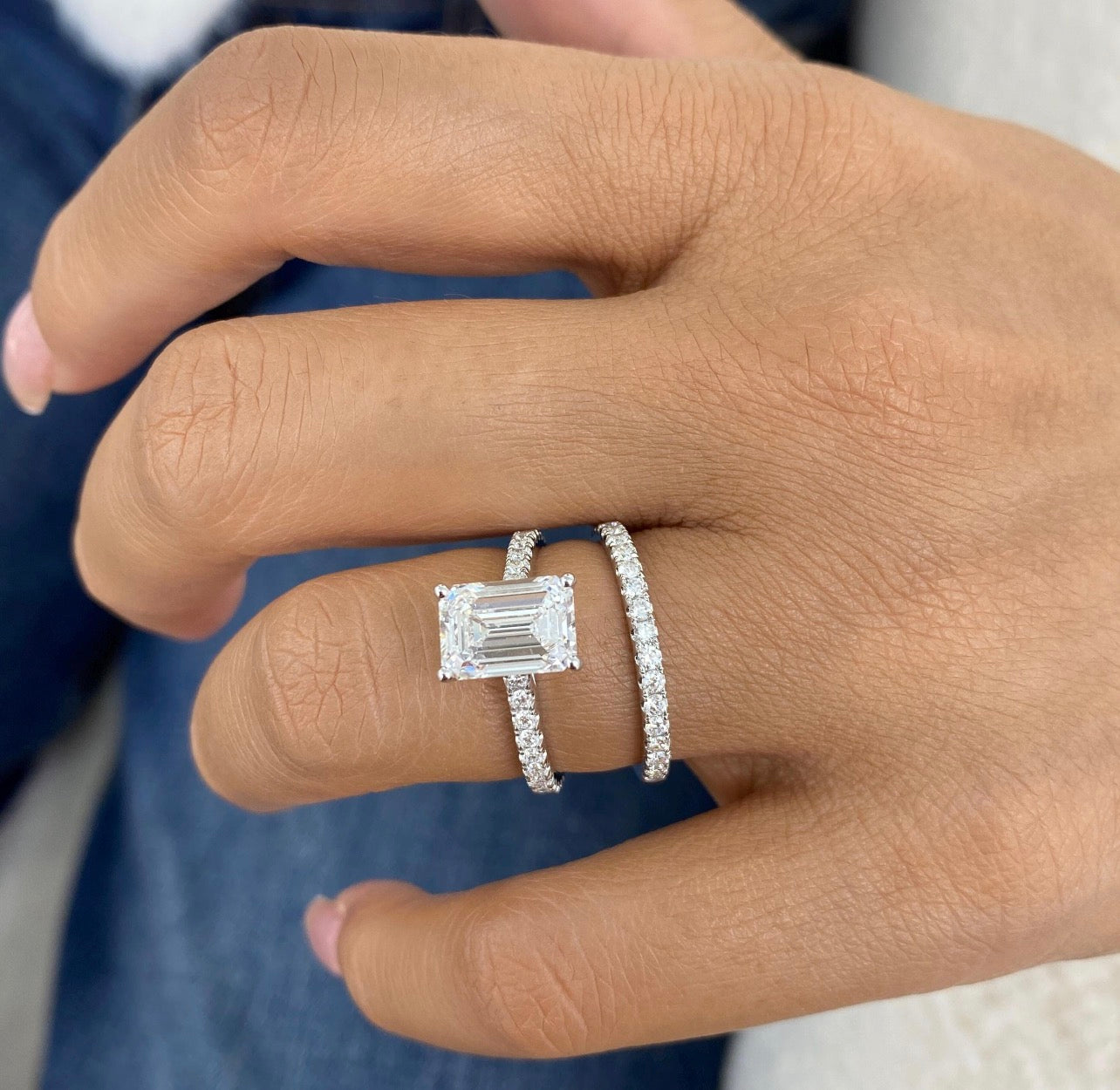 1.50ct Emerald Cut Ring with Wedding Band