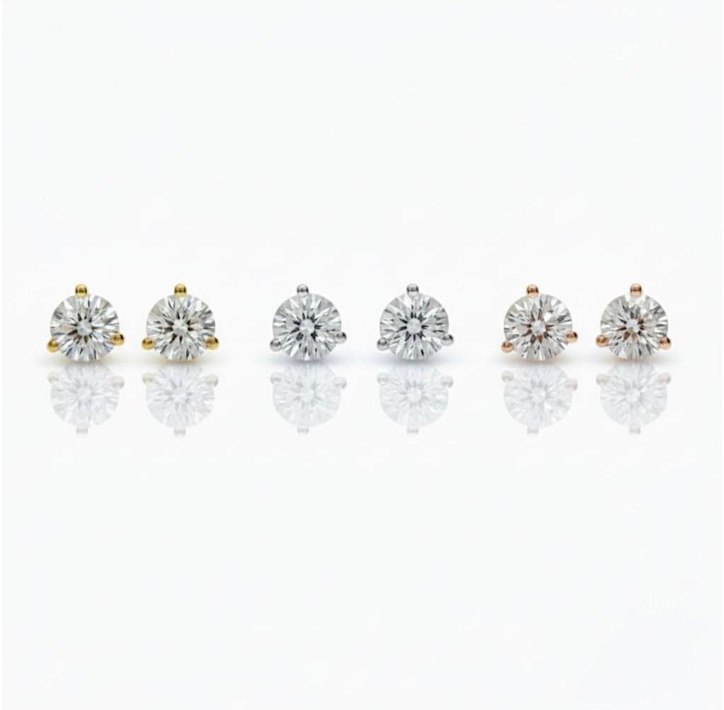 1ct Round Cut Stud Earrings