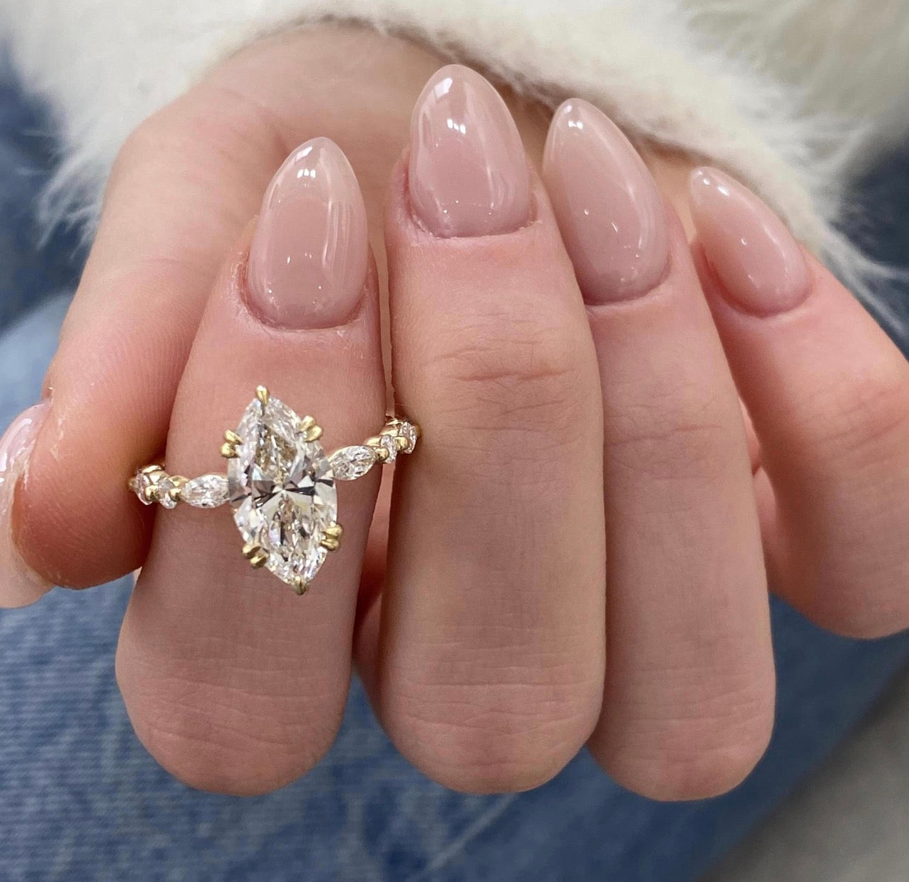 3ct Marquise Cut Ring with Floral Band