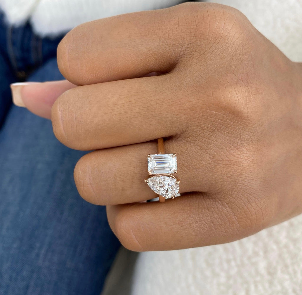 3ct Emerald & Pear Toi et Moi Ring