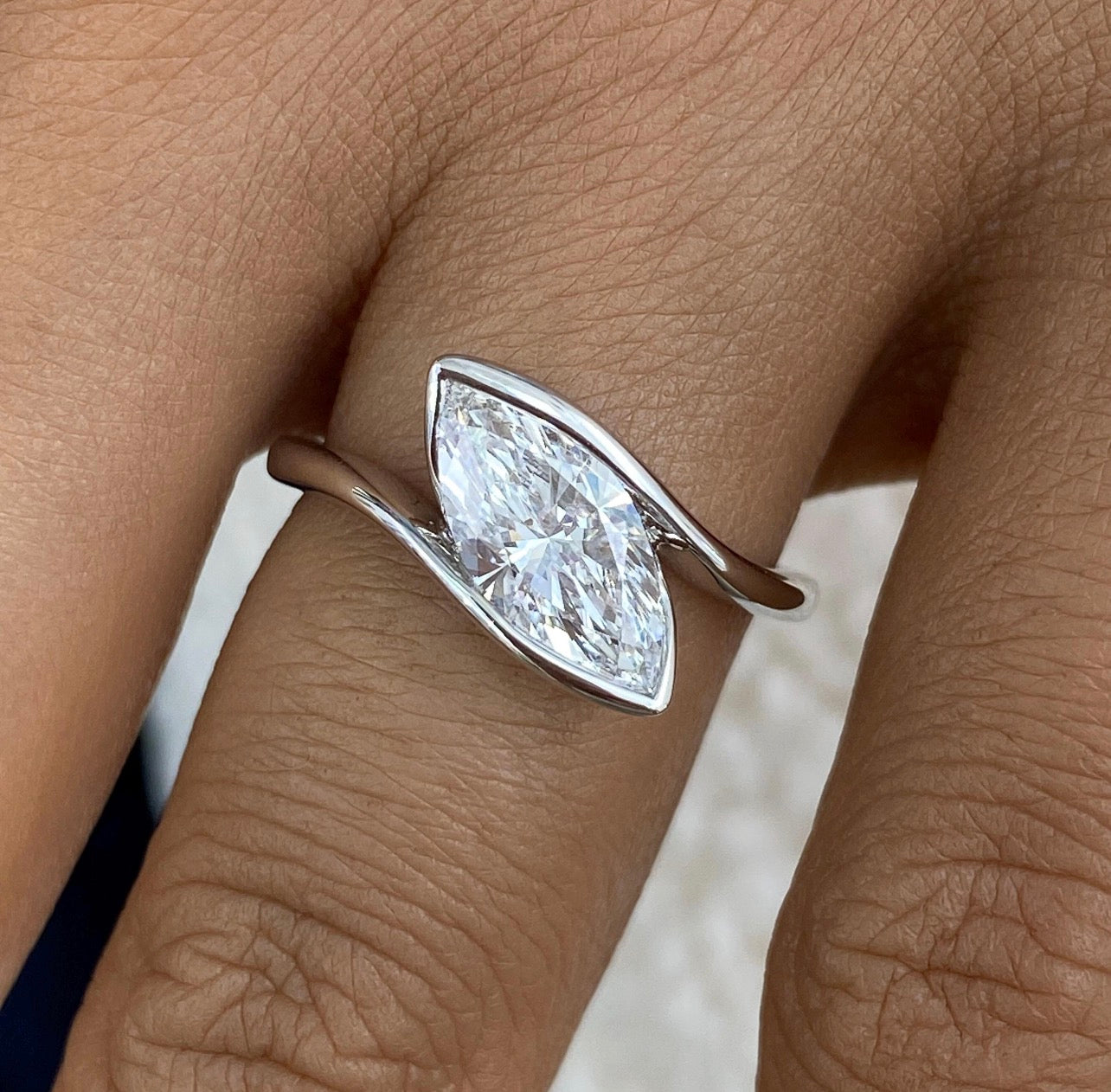 1.50ct Marquise Cut Bypass Set Ring