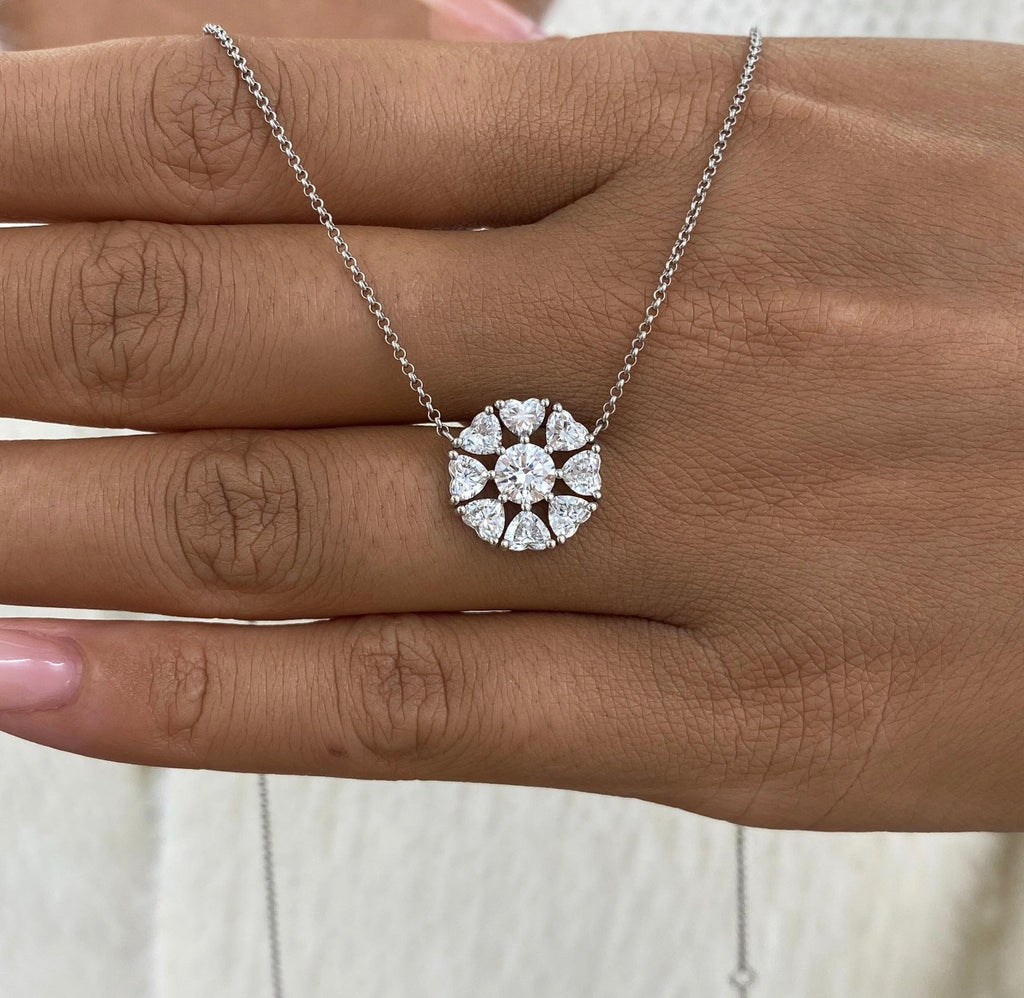 2ct Heart & Round Cut Diamond Pendant Necklace