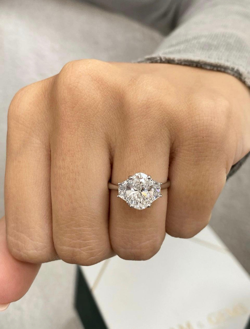 2ct Oval Cut Ring with Trapezoid