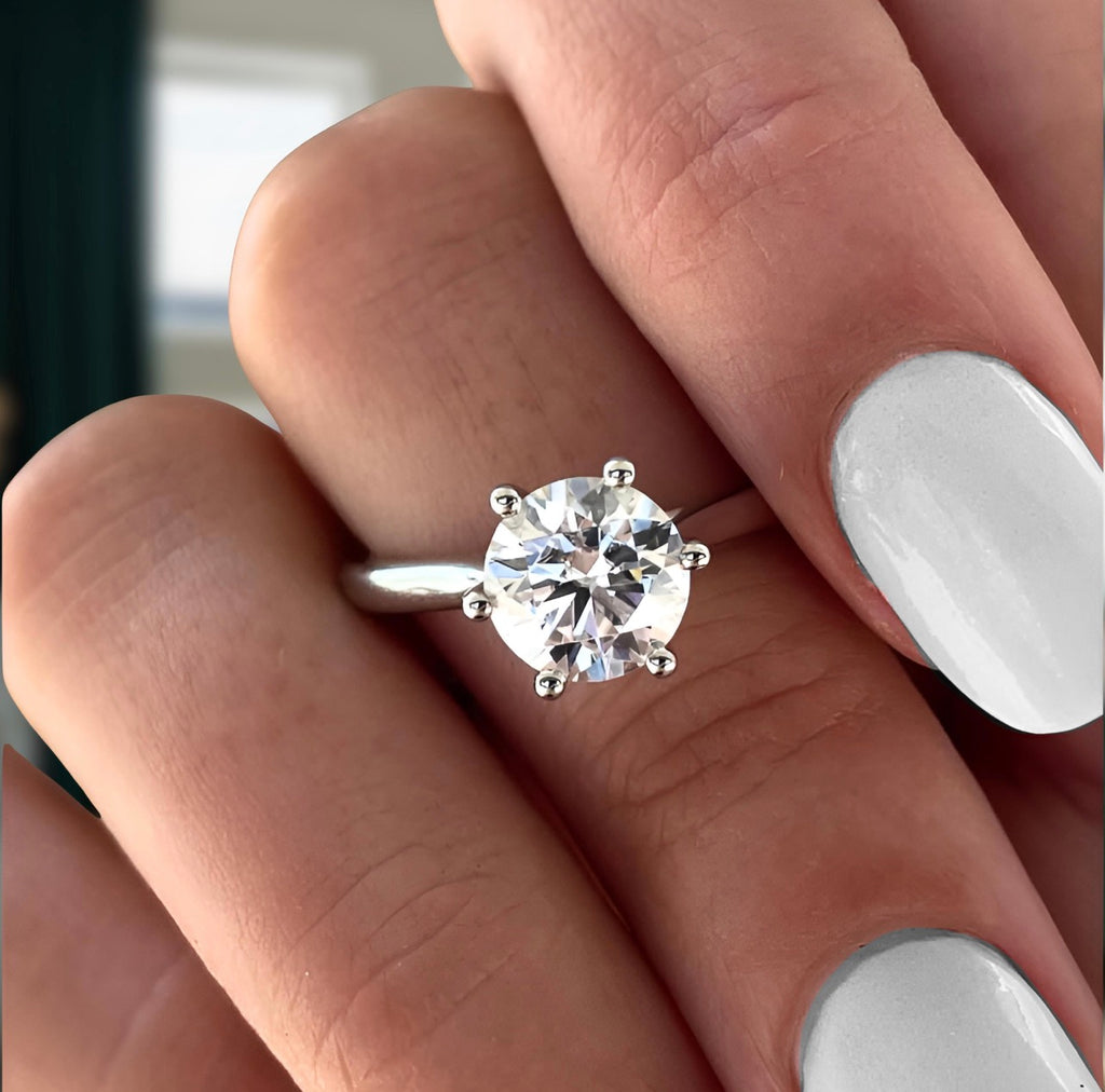 1ct Round Cut Cathedral Set Wedding Ring