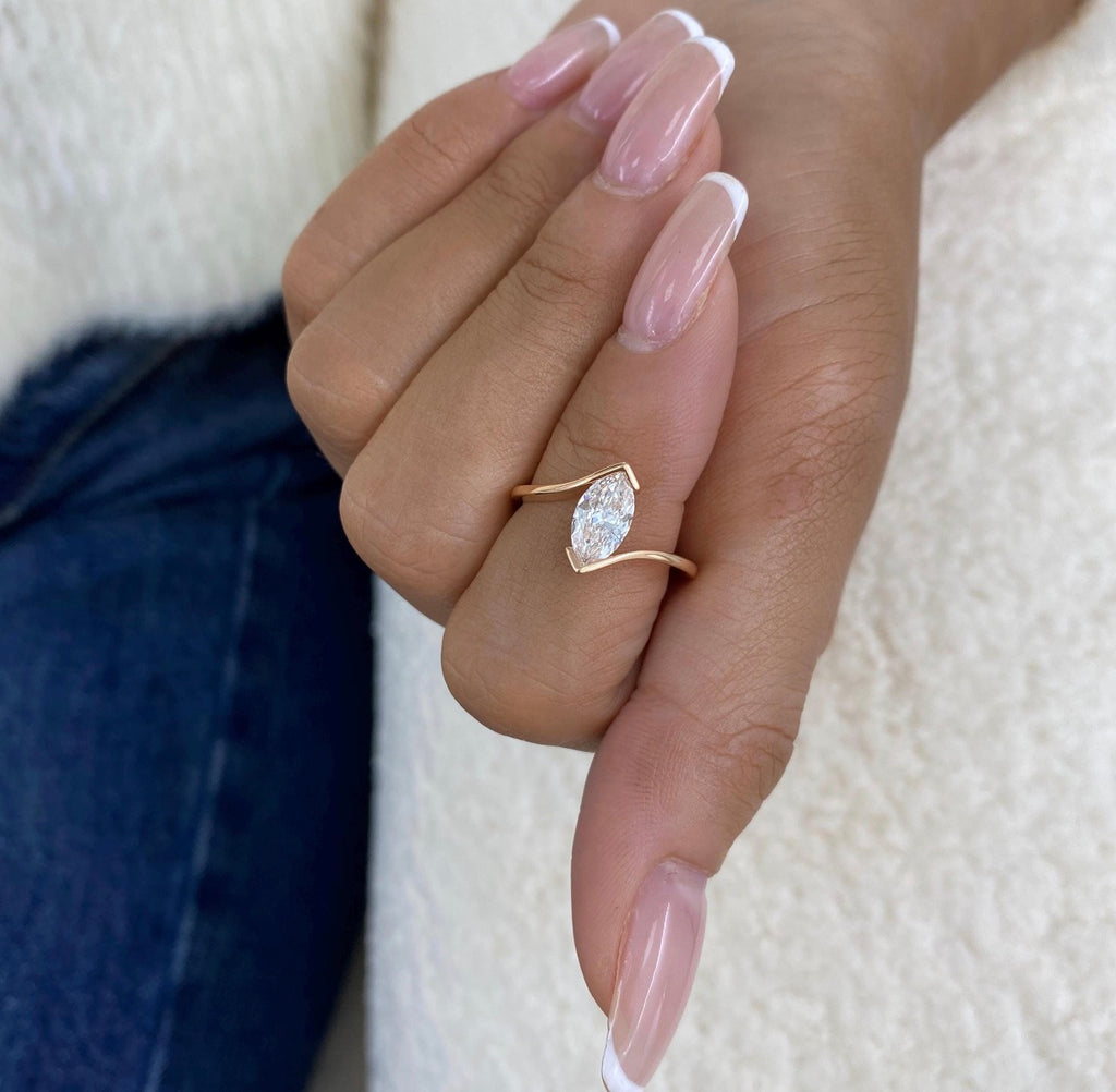 1.00ct Marquise Vertical Capture Ring