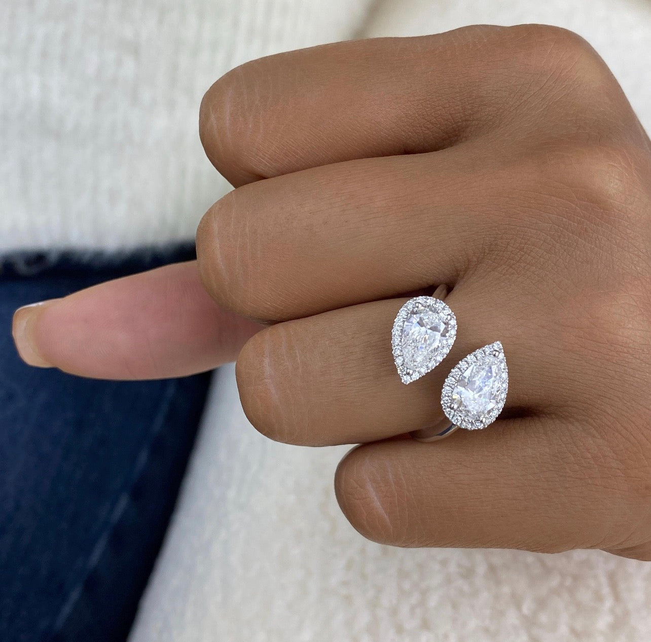2.30ct Pear Cut Halo Wedding Ring
