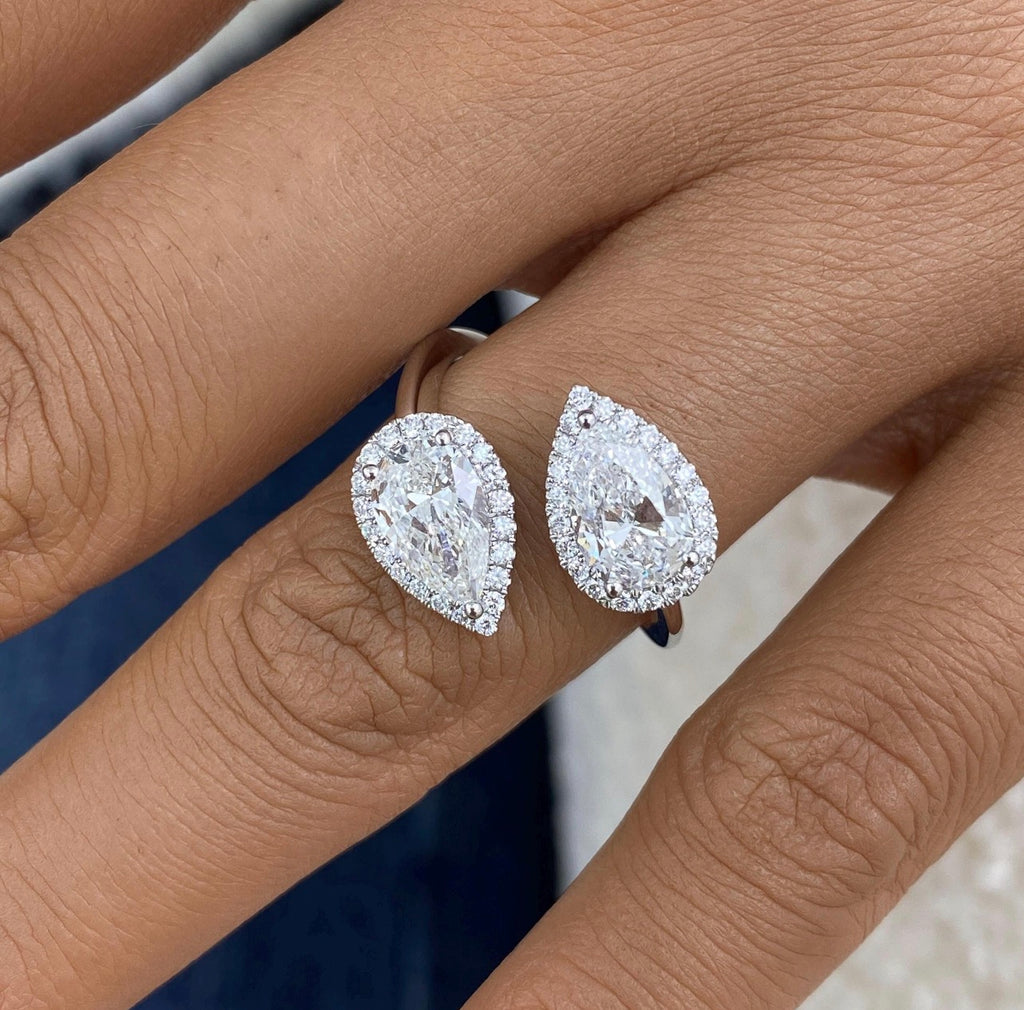2.30ct Pear Cut Halo Wedding Ring
