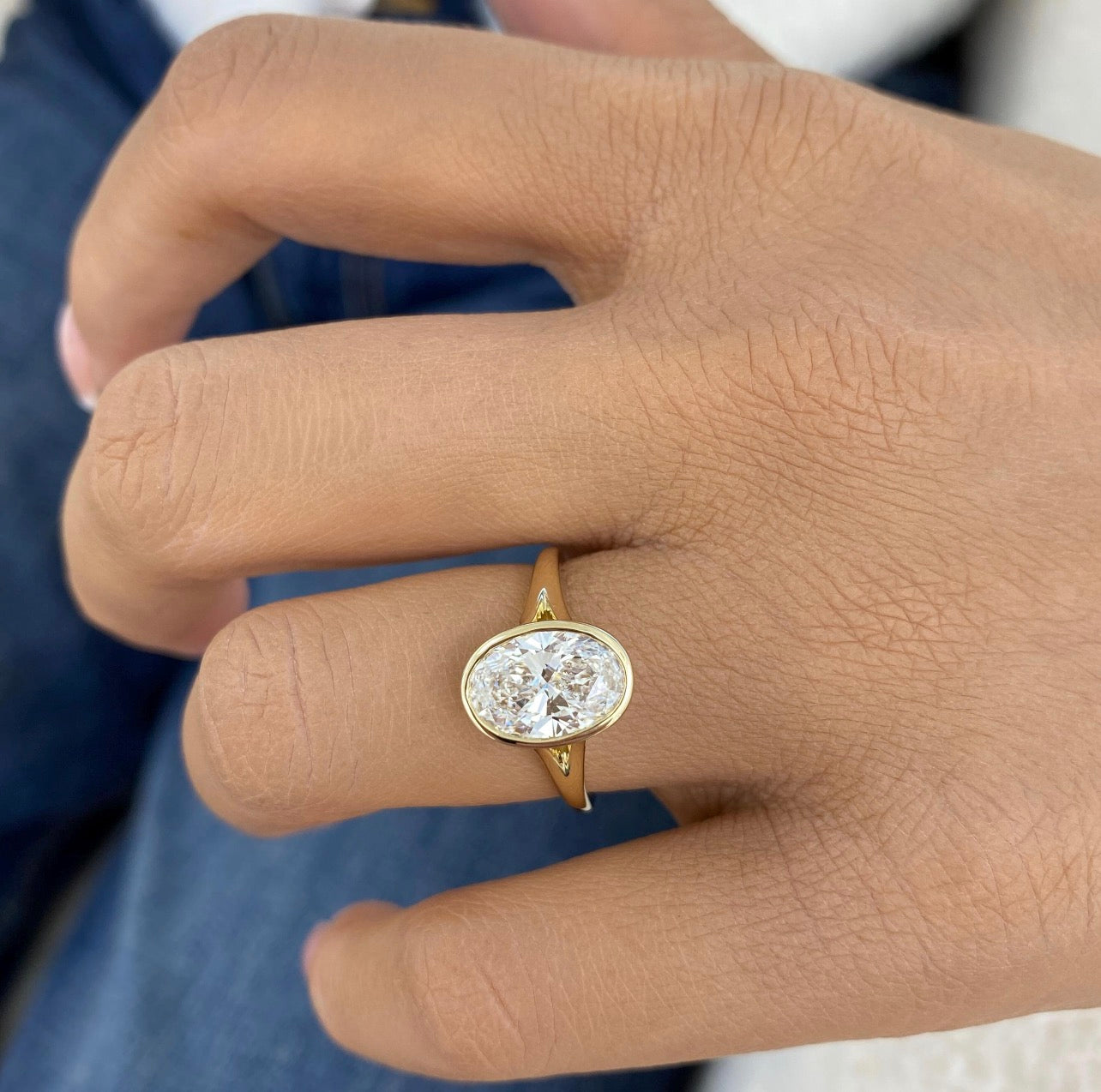 Oval Cut Bezel Set Proposal Ring