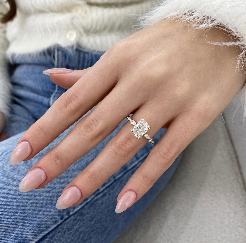 2.50ct Cushion Cut with Floral Band Ring