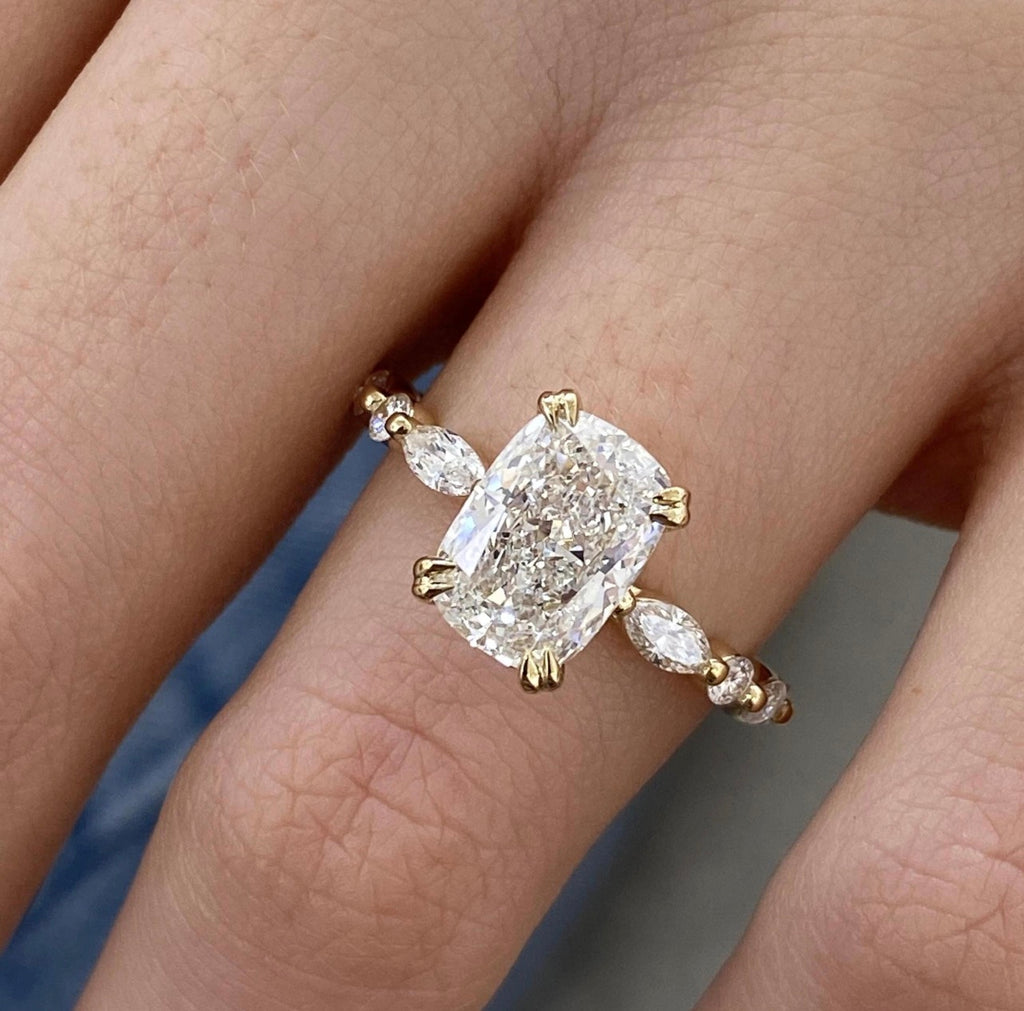 2.50ct Cushion Cut with Floral Band Ring