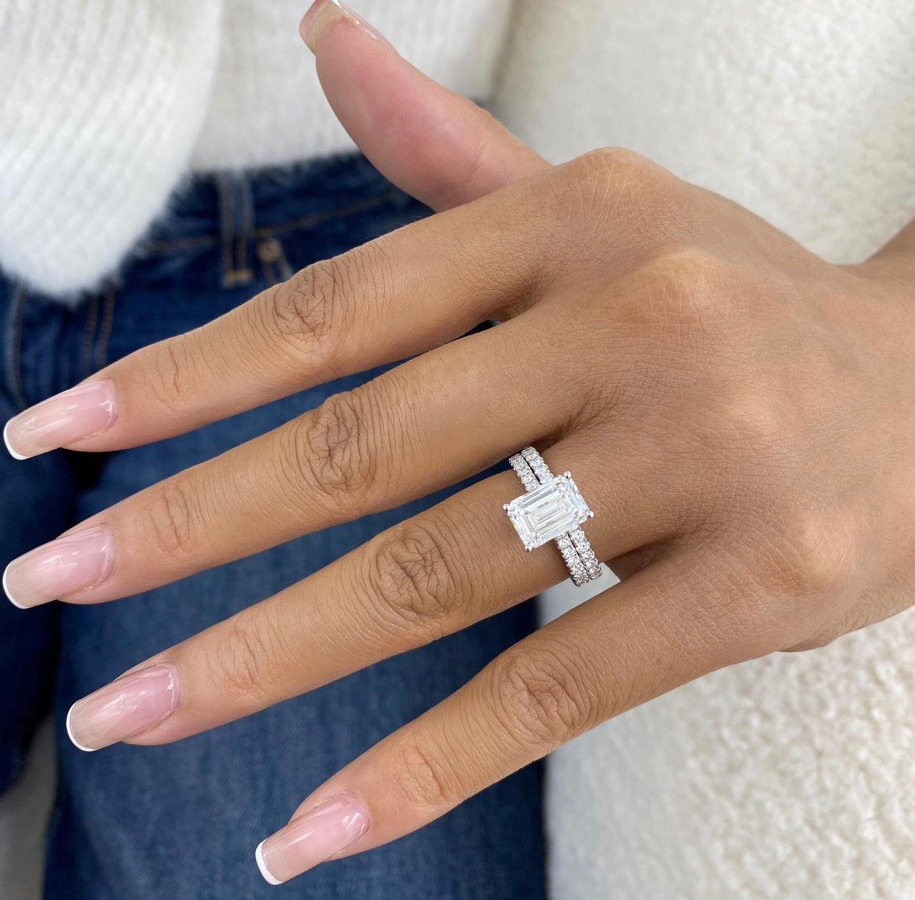 1.50ct Emerald Cut Ring with Wedding Band