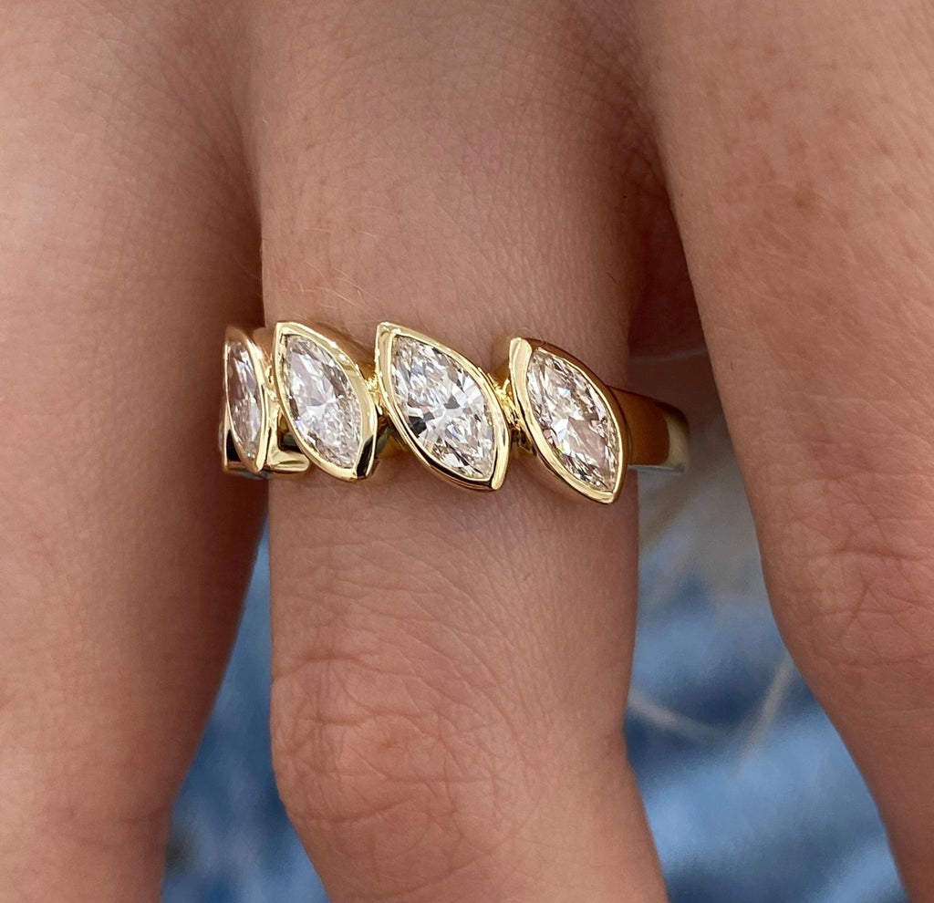 1.50ct Marquise Cut Tilted Wedding Ring