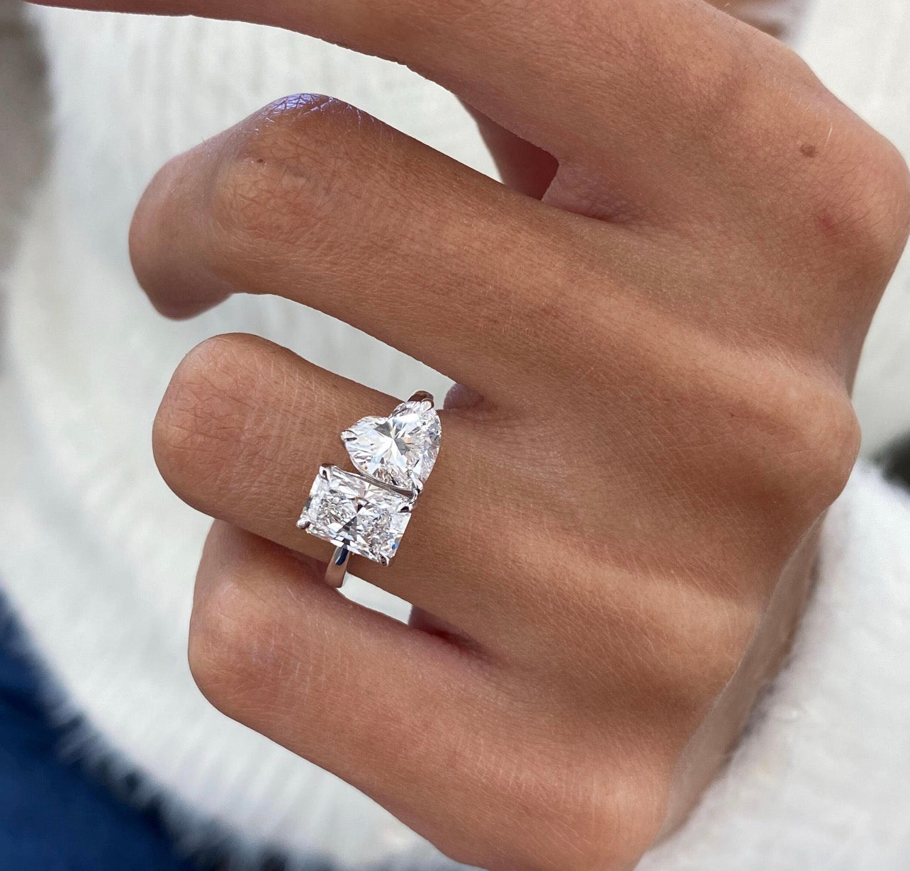 2.10ct Heart & Radiant Toi et Moi Ring