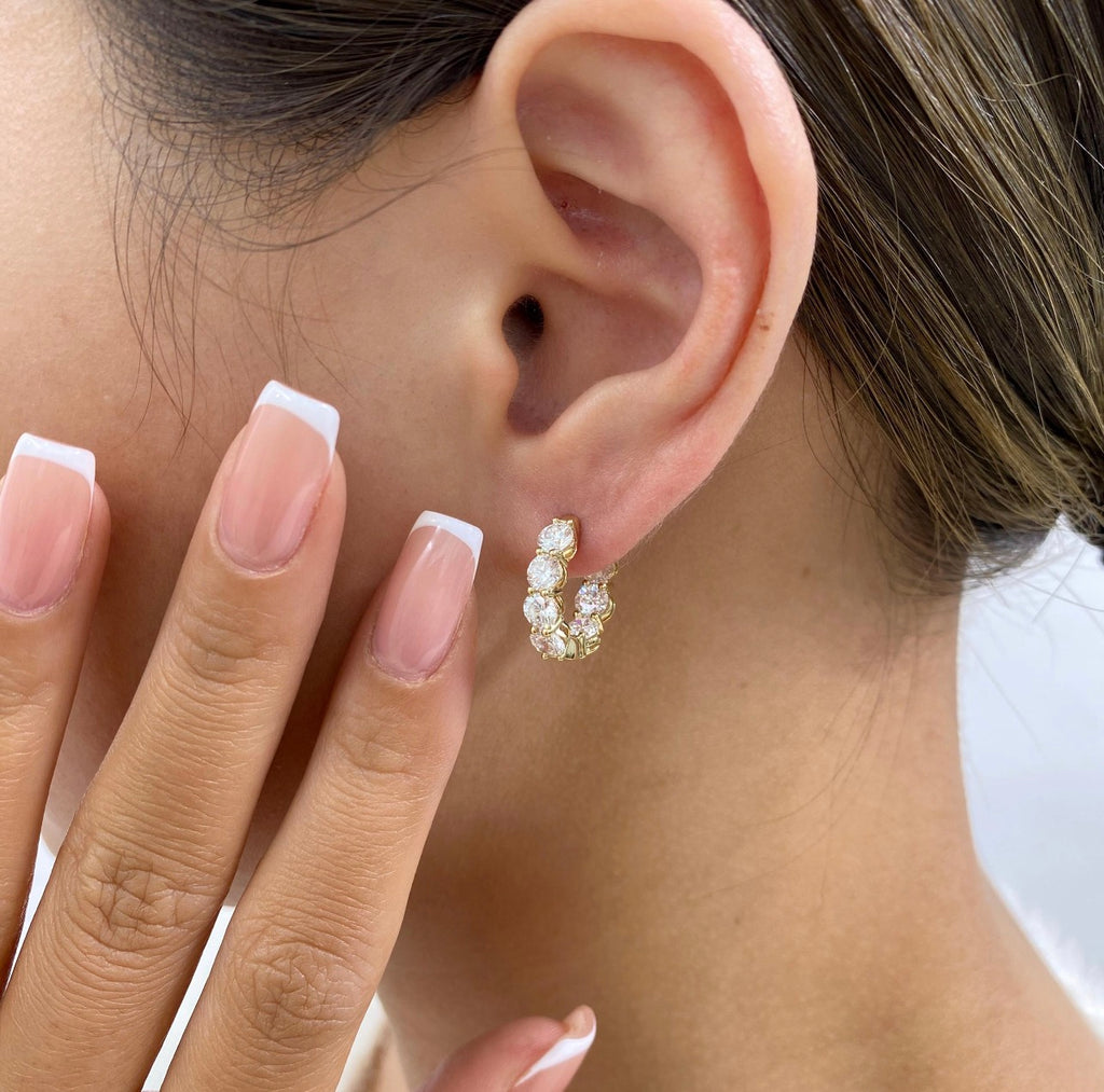3.10ct Round Cut Diamond Hoop Earrings