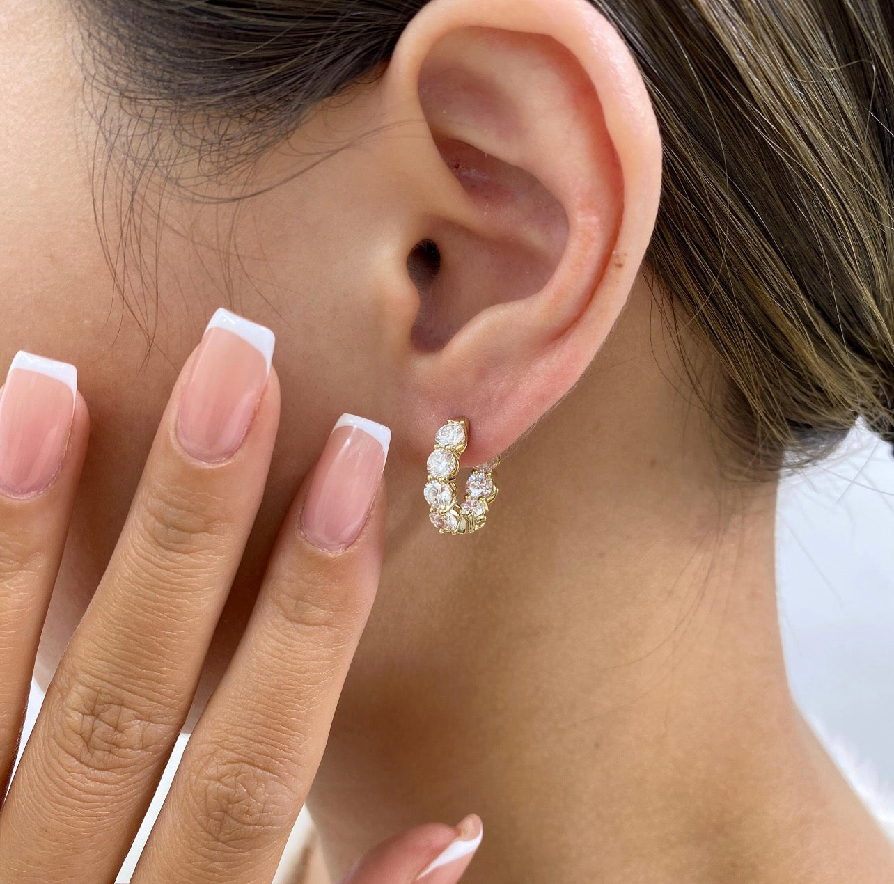 3.10ct Round Cut Diamond Hoop Earrings