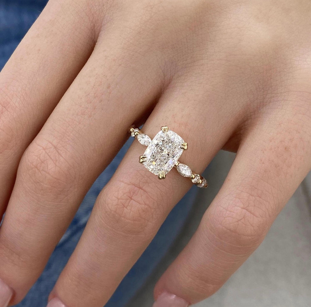 2.50ct Cushion Cut with Floral Band Ring